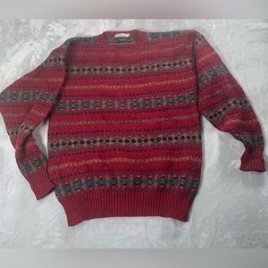 Vintage Mark Shale Classic Red Patterned Crewneck Sweater
